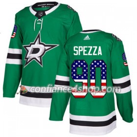 Adidas Maillot de Hockey Dallas Stars Jason Spezza 90 2017-2018 Kelly Vert USA Flag Fashion Authentic - Homme
